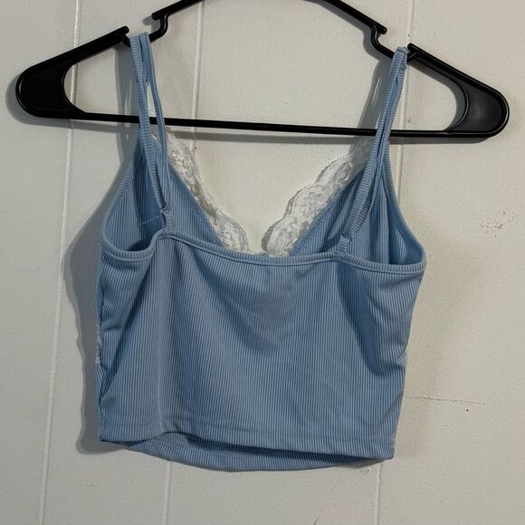 Blue Lace Trim Striped Cami Top - Picture 2 of 4